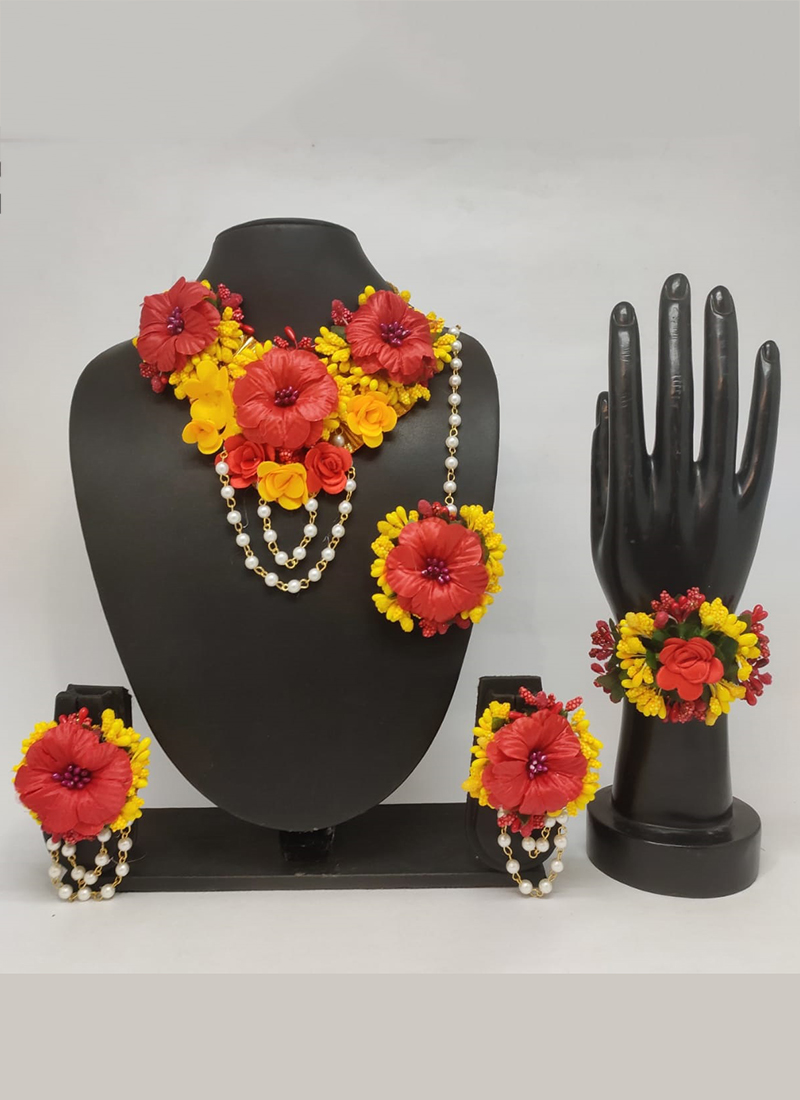 Yellow and red flower on sale jewellery